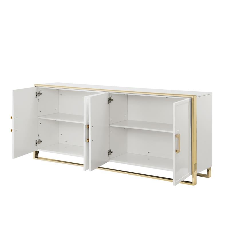 Pemberly Row Contemporary 4 Door Sideboard Buffet in White