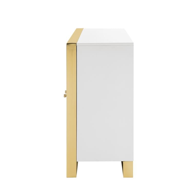 Pemberly Row Contemporary 4 Door Sideboard Buffet in White