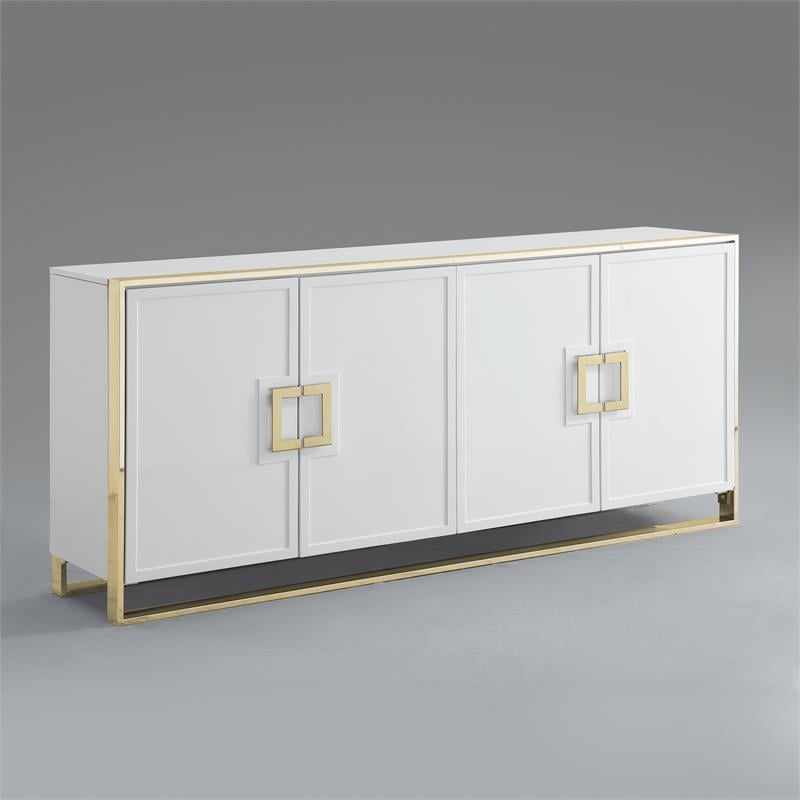Pemberly Row Contemporary 4 Door Sideboard Buffet in White