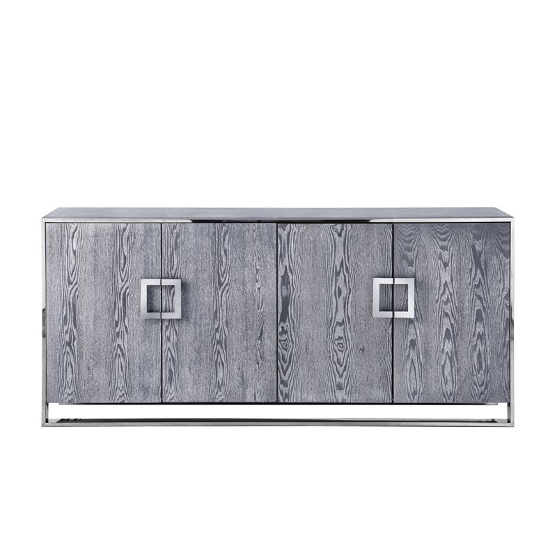Pemberly Row Contemporary 4 Door Sideboard Buffet in Ash Gray