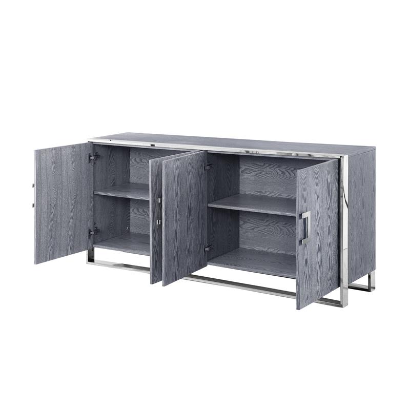 Pemberly Row Contemporary 4 Door Sideboard Buffet in Ash Gray