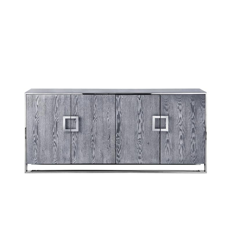 Pemberly Row Contemporary 4 Door Sideboard Buffet in Ash Gray