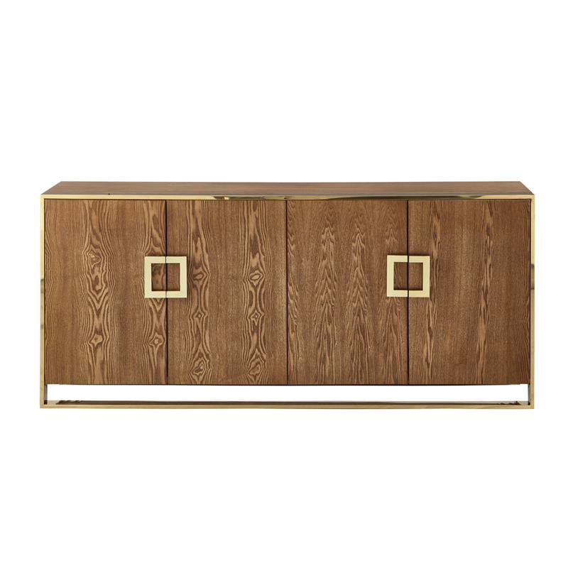 Pemberly Row Contemporary 4 Door Sideboard Buffet in Ash Brown