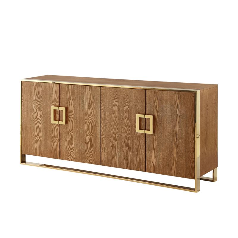 Pemberly Row Contemporary 4 Door Sideboard Buffet in Ash Brown