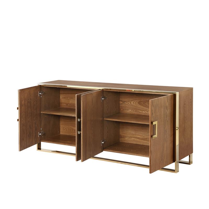 Pemberly Row Contemporary 4 Door Sideboard Buffet in Ash Brown
