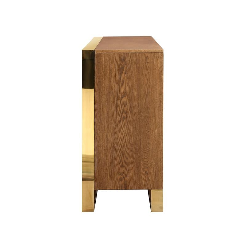 Pemberly Row Contemporary 4 Door Sideboard Buffet in Ash Brown