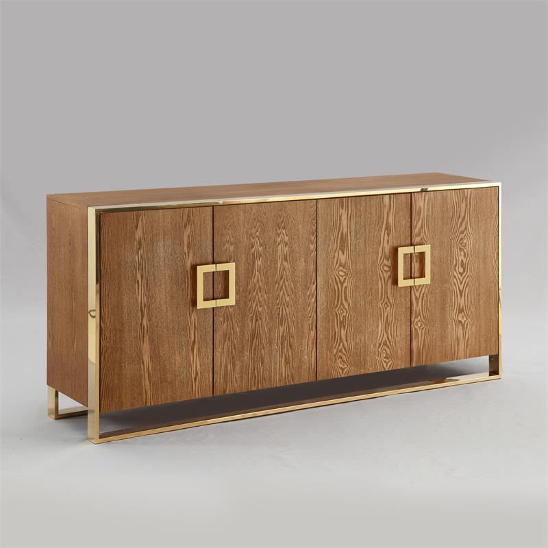 Pemberly Row Contemporary 4 Door Sideboard Buffet in Ash Brown