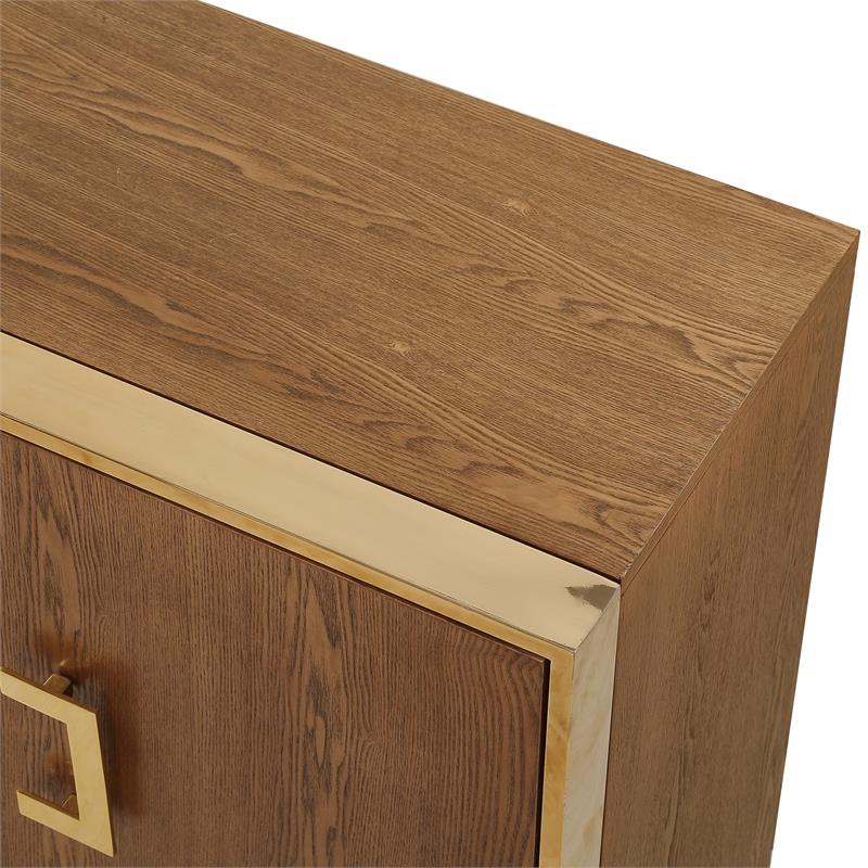 Pemberly Row Contemporary 4 Door Sideboard Buffet in Ash Brown