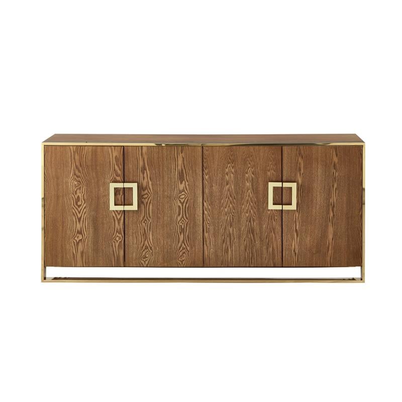 Pemberly Row Contemporary 4 Door Sideboard Buffet in Ash Brown