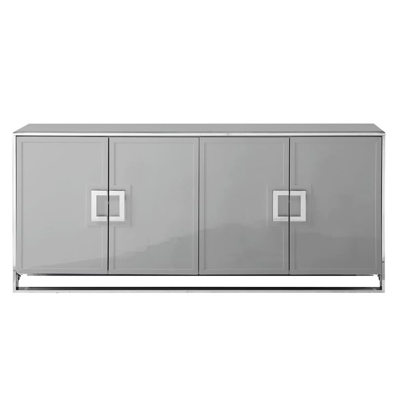Pemberly Row Contemporary 4 Door Sideboard Buffet in Light Gray