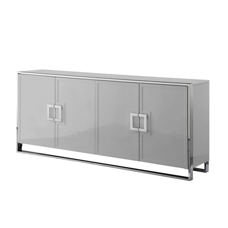Pemberly Row Contemporary 4 Door Sideboard Buffet in Light Gray