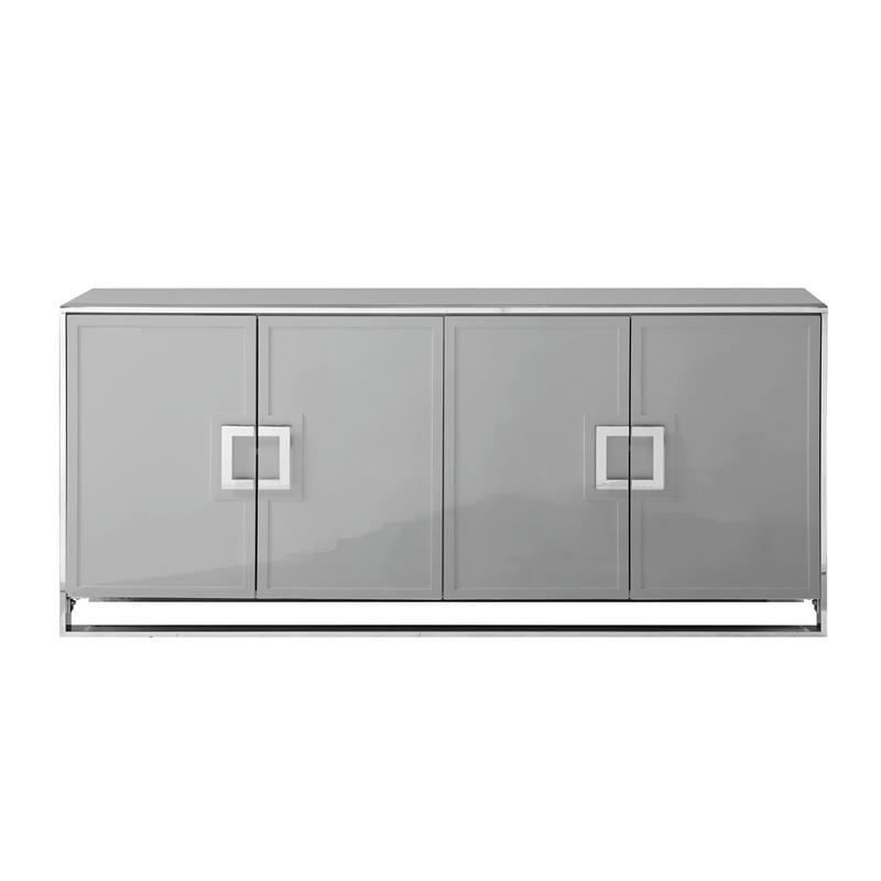 Pemberly Row Contemporary 4 Door Sideboard Buffet in Light Gray