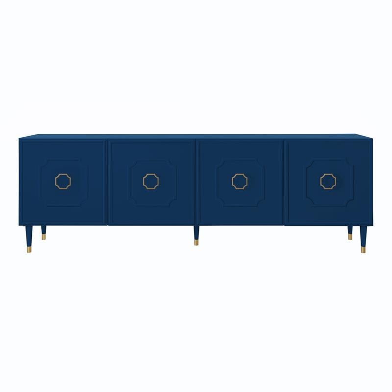 Pemberly Row Mid-Century 4 Doors Sideboard Buffet in Navy