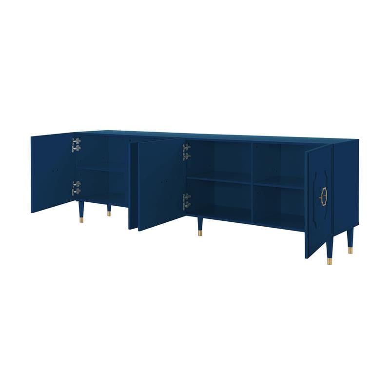 Pemberly Row Mid-Century 4 Doors Sideboard Buffet in Navy