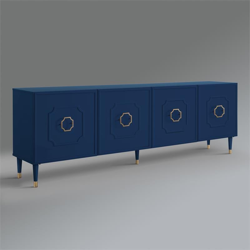 Pemberly Row Mid-Century 4 Doors Sideboard Buffet in Navy