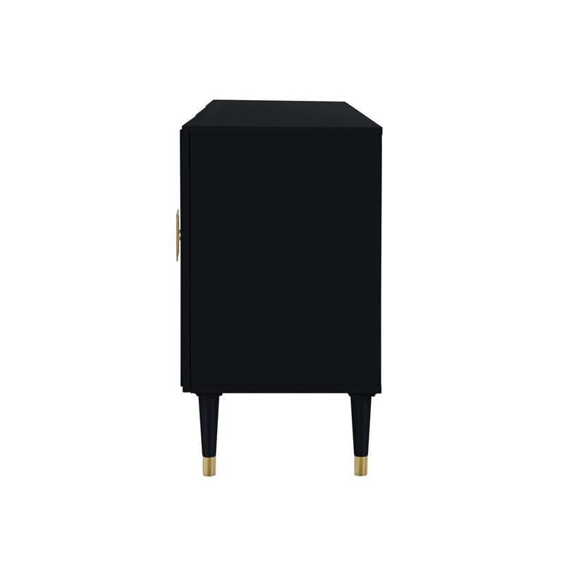 Pemberly Row Mid-Century 3 Doors Sideboard Buffet in Black
