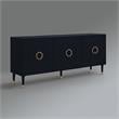 Pemberly Row Mid-Century 3 Doors Sideboard Buffet in Black