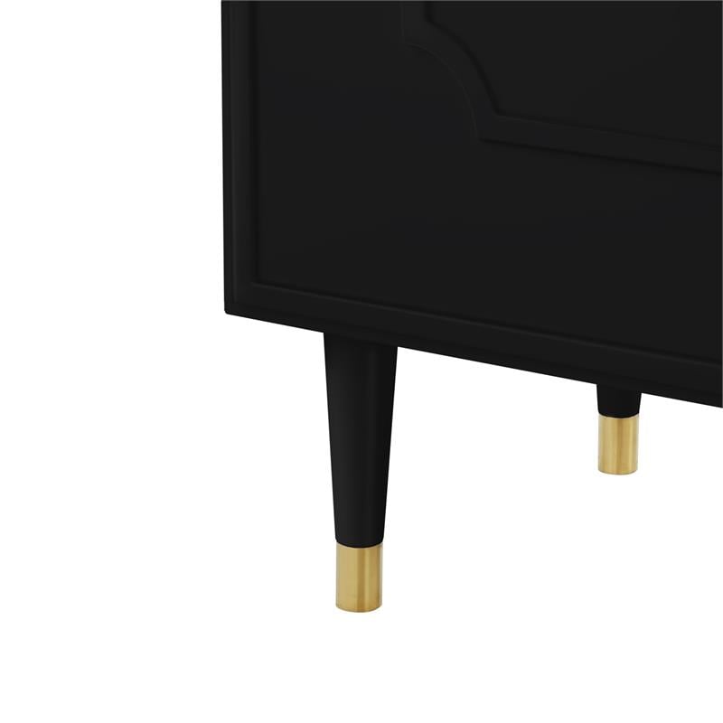Pemberly Row Mid-Century 3 Doors Sideboard Buffet in Black