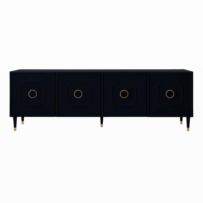 Pemberly Row Mid-Century 4 Doors Sideboard Buffet in Black