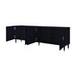 Pemberly Row Mid-Century 4 Doors Sideboard Buffet in Black