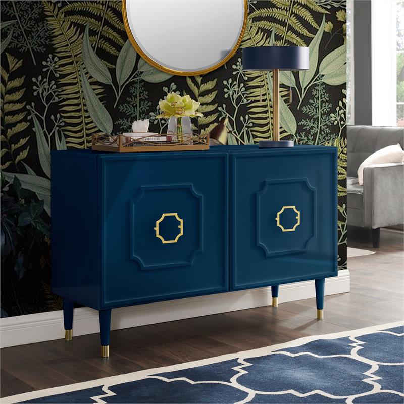 Pemberly Row Mid-Century 2 Doors Sideboard Buffet in Navy Blue