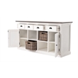 Pemberly Row Accent Mahogany Wood Buffet with 4 Basket Set in White