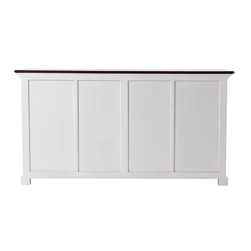 Pemberly Row Accent Mahogany Wood Buffet with 4 Basket Set in White