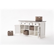 Pemberly Row Accent Mahogany Wood Buffet with 4 Basket Set in White