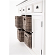 Pemberly Row Accent Mahogany Wood Buffet with 4 Basket Set in White