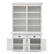 Pemberly Row Mahogany Wood Buffet Hutch Unit with 8 Shelves in White
