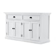 Pemberly Row Mahogany Wood Buffet Hutch Unit with 8 Shelves in White