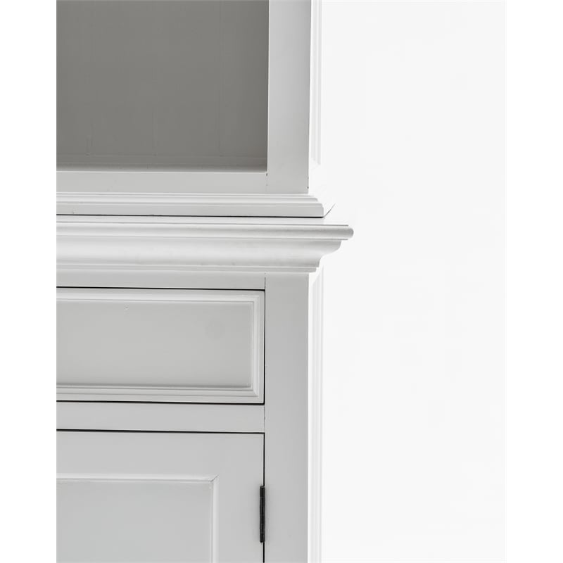 Pemberly Row Mahogany Wood Buffet Hutch Unit with 8 Shelves in White
