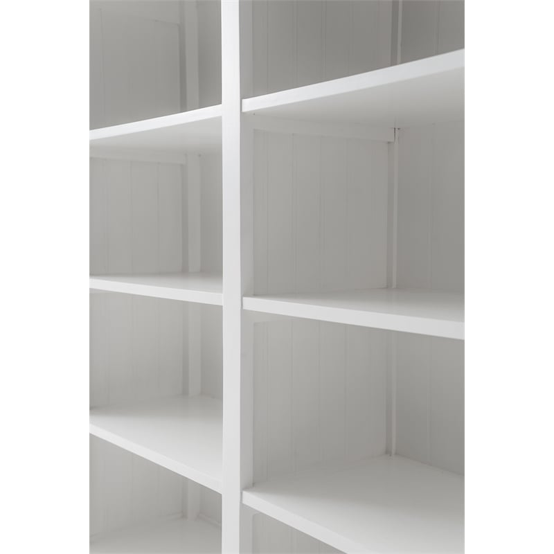 Pemberly Row Mahogany Wood Buffet Hutch Unit with 8 Shelves in White