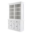 Pemberly Row Mahogany Wood Buffet Hutch Unit with 8 Shelves in White