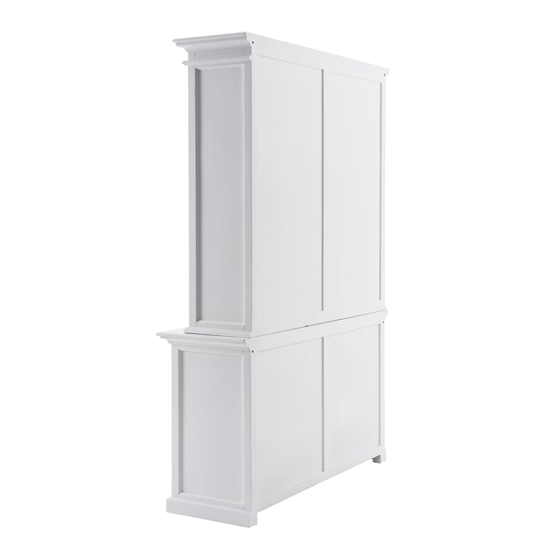 Pemberly Row Mahogany Wood Buffet Hutch Unit with 8 Shelves in White