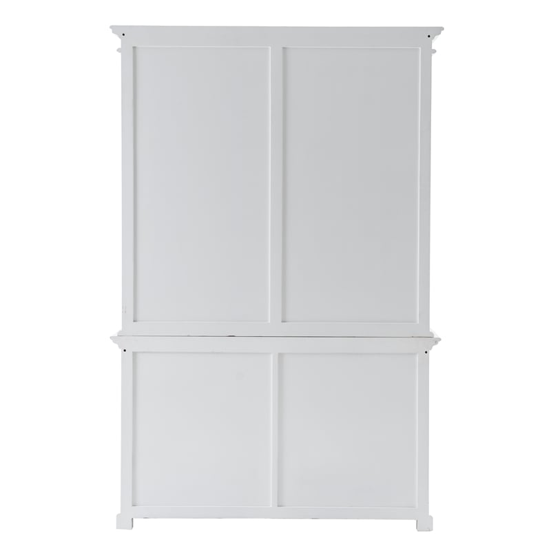Pemberly Row Mahogany Wood Buffet Hutch Unit with 8 Shelves in White