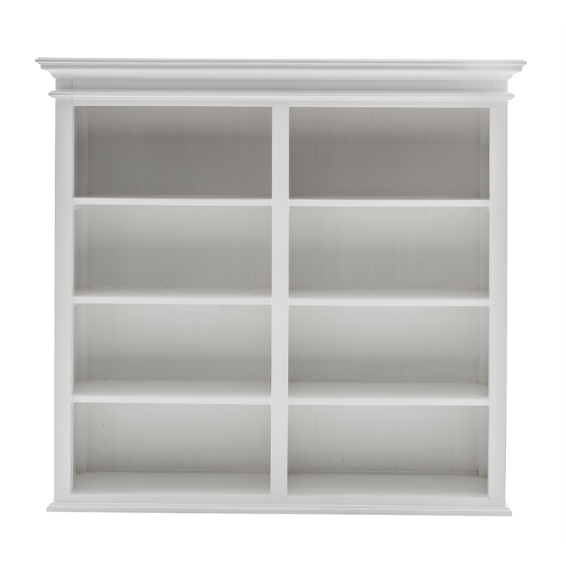 Pemberly Row Mahogany Wood Buffet Hutch Unit with 8 Shelves in White