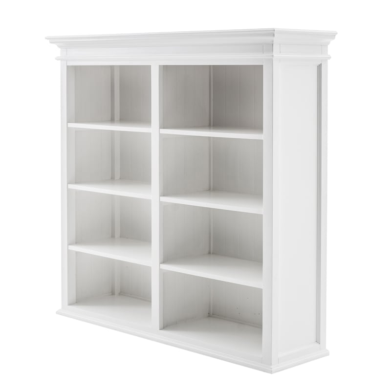 Pemberly Row Mahogany Wood Buffet Hutch Unit with 8 Shelves in White