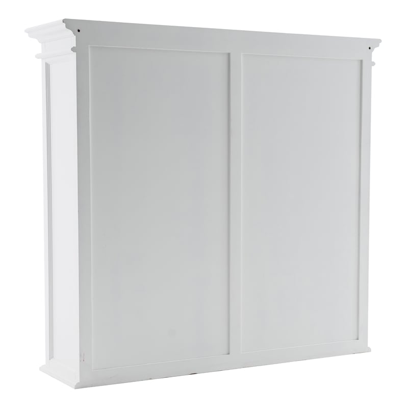Pemberly Row Mahogany Wood Buffet Hutch Unit with 8 Shelves in White