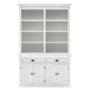 Pemberly Row Mahogany Wood Buffet Hutch Unit with 8 Shelves in White