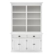 Pemberly Row Mahogany Wood Buffet Hutch Unit with 8 Shelves in White