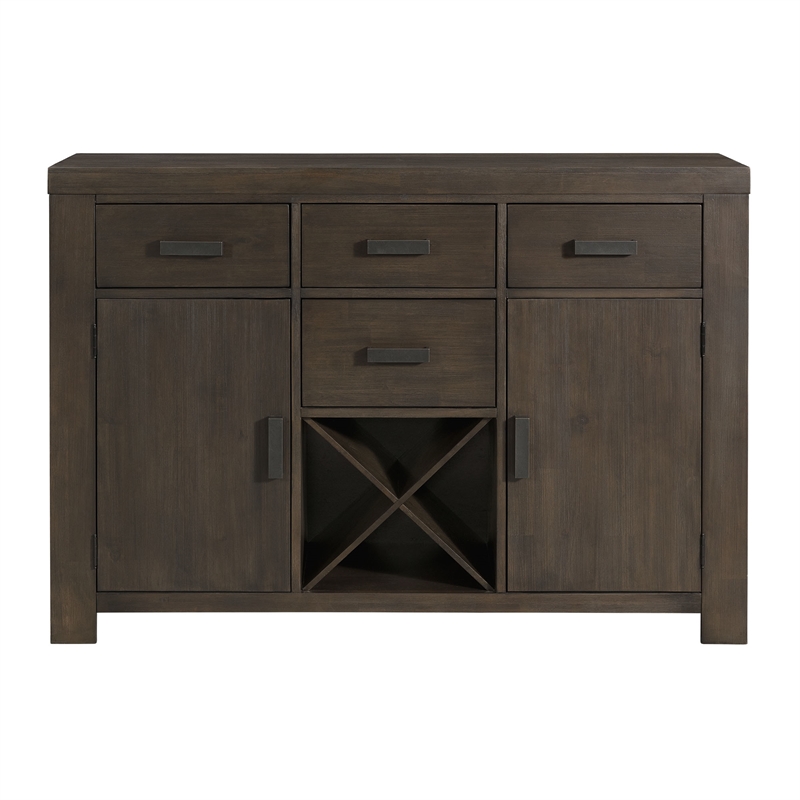 Pemberly Row Transitional 4 Drawer Server in Walnut Finish