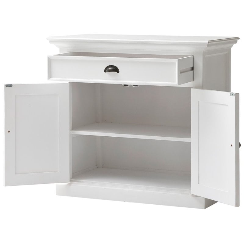 Pemberly Row Contemporary 1 Drawer Medium Buffet in Pure White