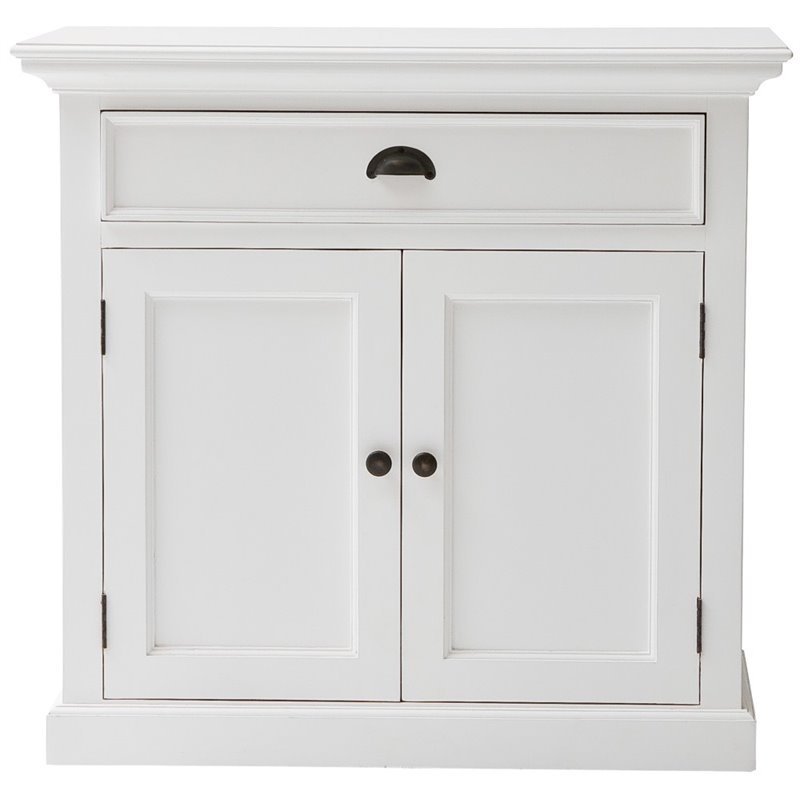 Pemberly Row Contemporary 1 Drawer Medium Buffet in Pure White