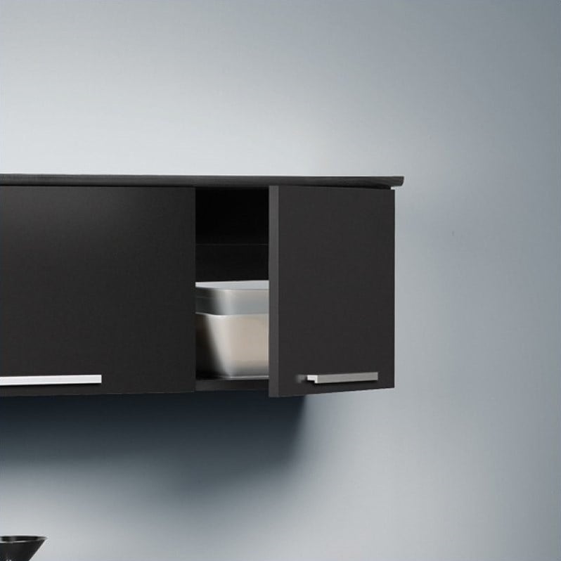 Pemberly Row Contemporary Wall Mounted Hutch in Black