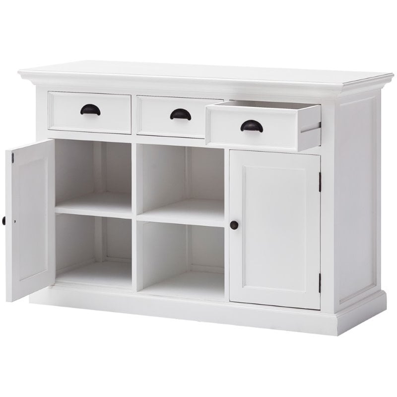 Pemberly Row Contemporary 2 Basket Buffet in Pure White