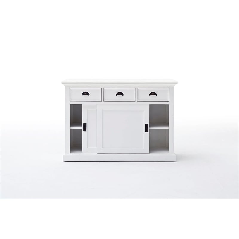 Pemberly Row Contemporary Sliding Door Buffet in Pure White