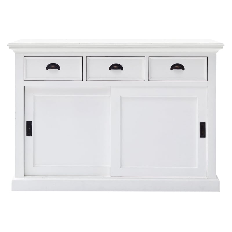 Pemberly Row Contemporary Sliding Door Buffet in Pure White