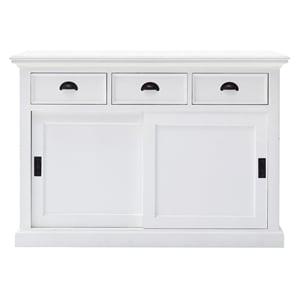 Pemberly Row Contemporary Sliding Door Buffet in Pure White