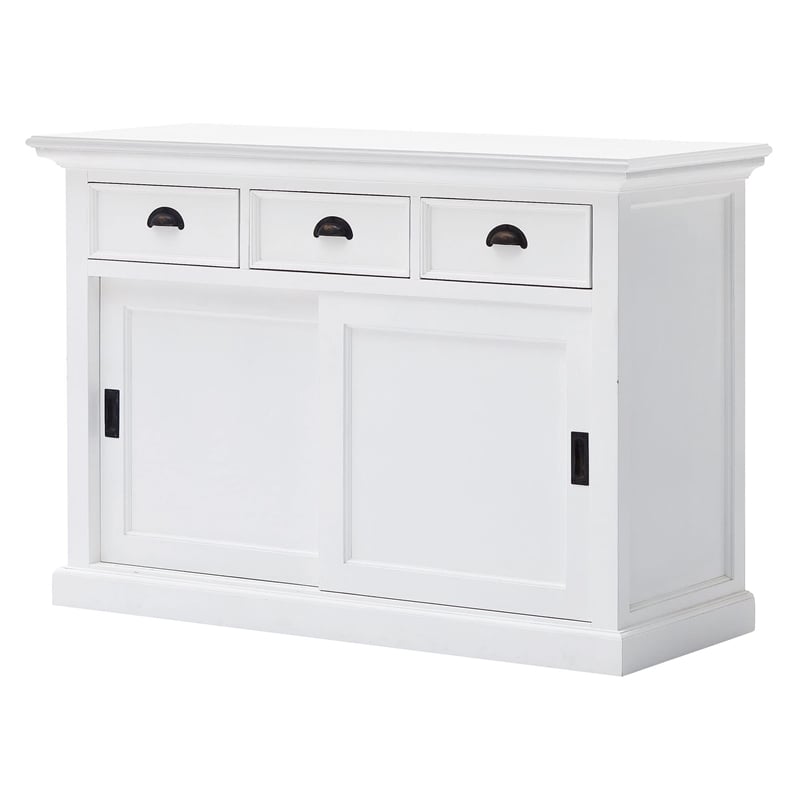 Pemberly Row Contemporary Sliding Door Buffet in Pure White
